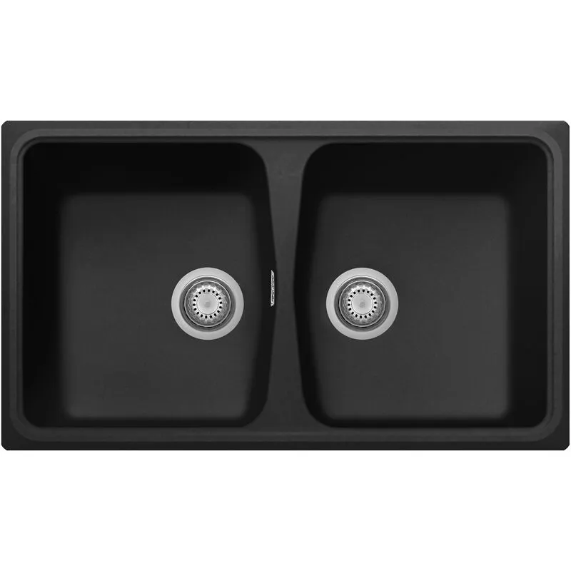 Plados - Lavello composito cucina SP0862 due vasche - ug 70 Nero Matt