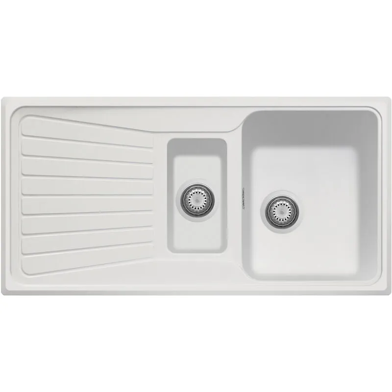 Plados - Lavello composito cucina SP0991 una vasca grande + vasca piccola - UG58 Bianco latte