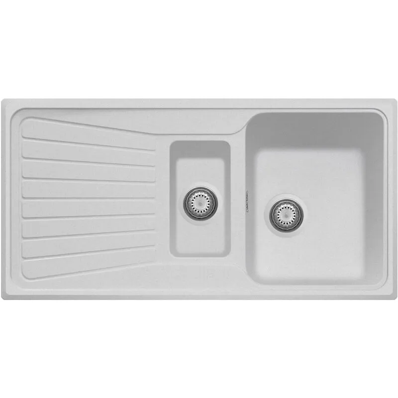 Plados - Lavello composito cucina SP0991 una vasca grande + vasca piccola - UG90 Bianco Opale