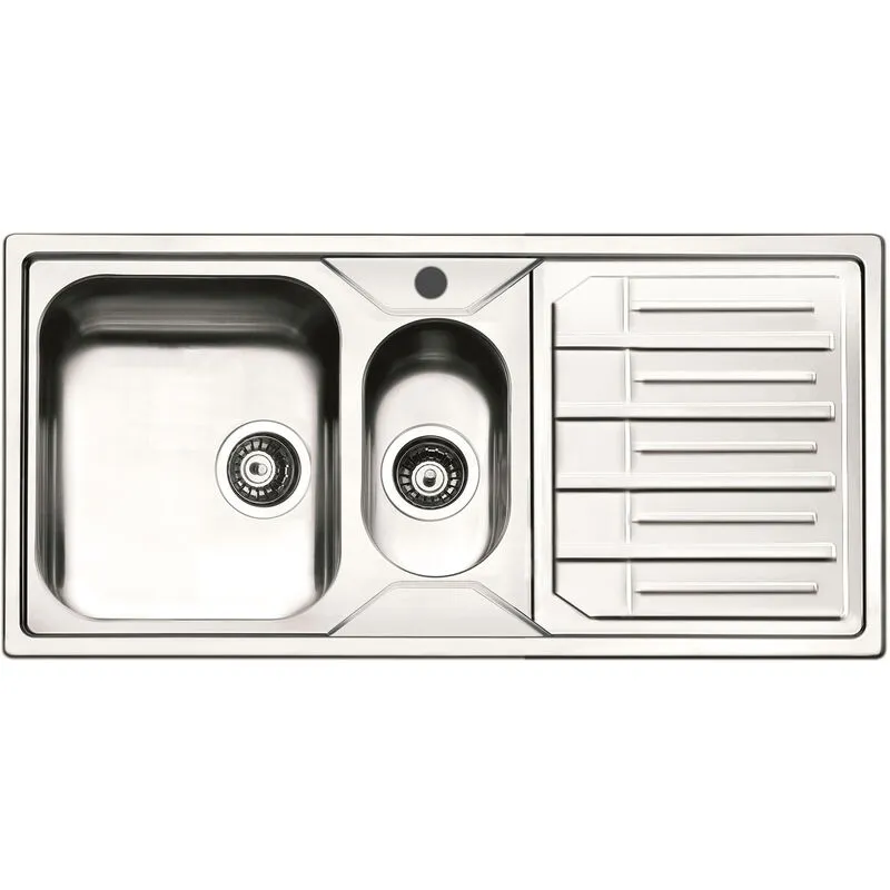 Lavello Cucina 1 Vasca e Mezza 100x50 cm in Acciaio Inox  Melodia Gocciolatoio Destro