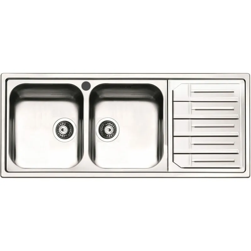 Lavello Cucina 2 Vasche 116x50 cm in Acciaio Inox  Melodia Gocciolatoio Destro