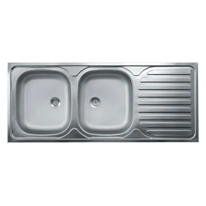 Iperbriko - Lavello cucina due vasche con gocciolatoio dx acciaio da appoggio 50x120 cm