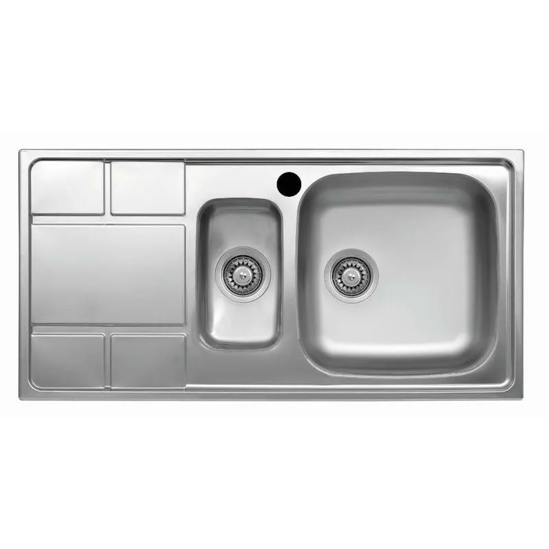  Lavello cucina SAXT332 2 vasche e gocciolatoio sinistro 100x50 cm