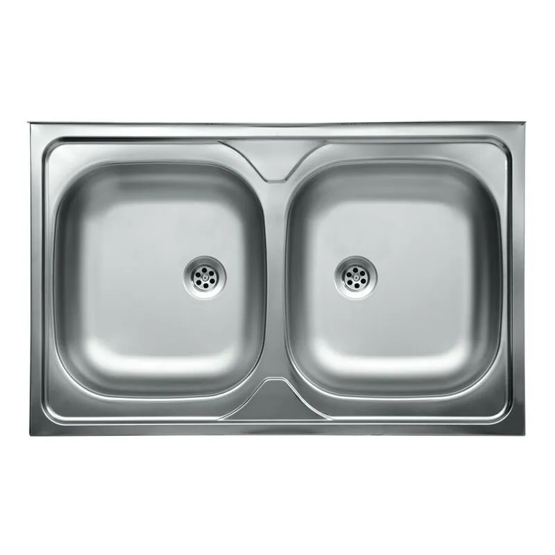 Lavello da cucina due vasche in acciaio inox da appoggio 50x80 cm