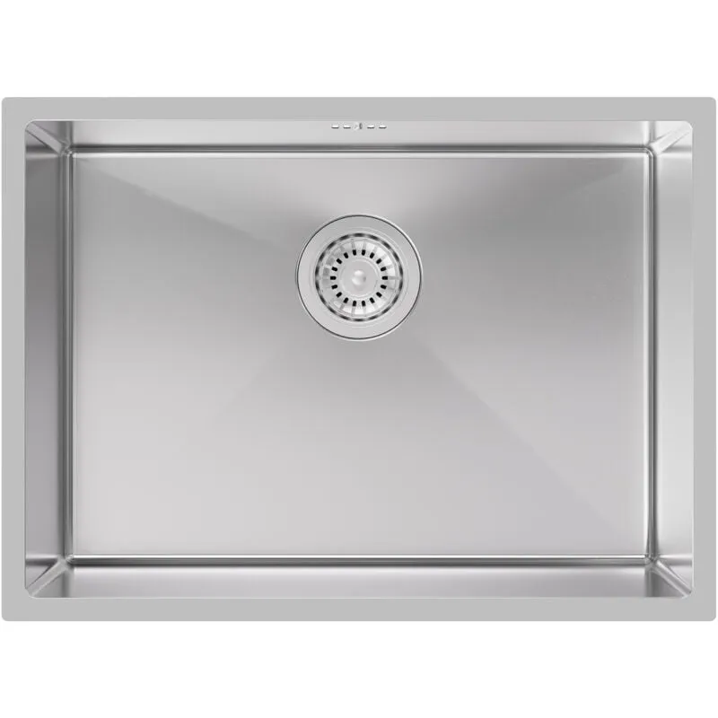 Lavello da cucina in acciaio inox 60 x 44 cm, lavello da incasso per mobili base da 65 cm, argento