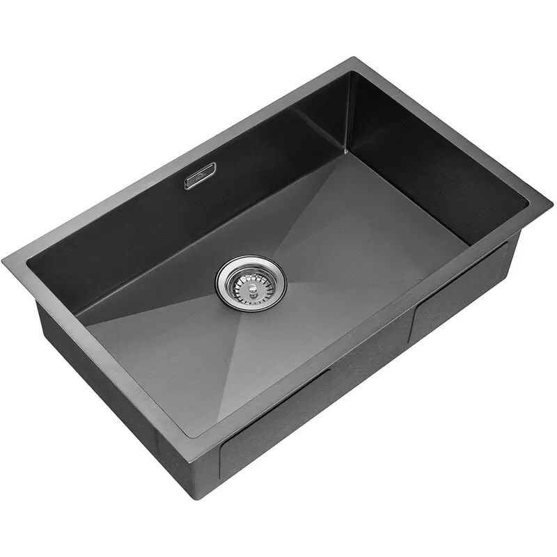 Auralum Lavello Cucina 70x44 cm in Acciaio Inox, Lavello Incasso con Troppopieno, Senza Piombo, Protezione Ambientale