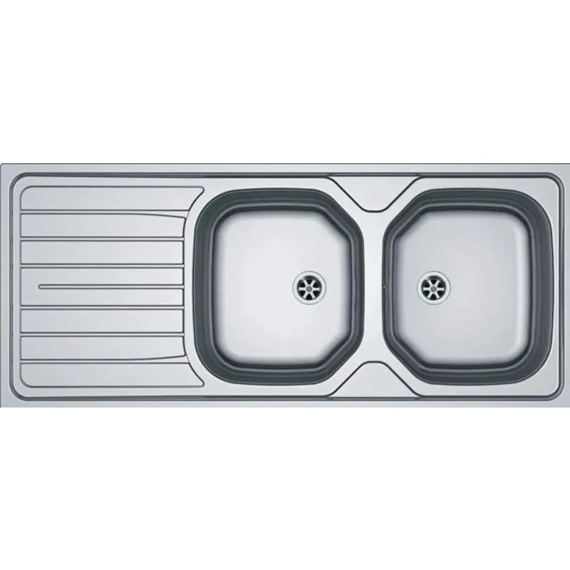  - Lavello in acciaio inox, 2 vasche 1 sgocciolatoio, 1160x500mm RNN621