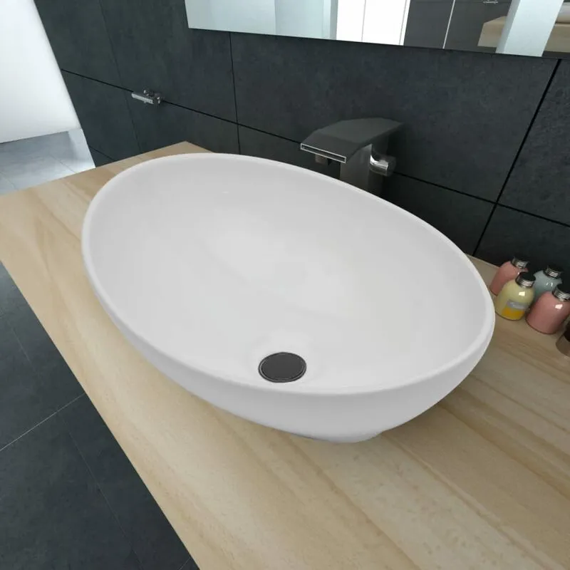 Lavello in Ceramica di Lusso Bianco Ovale 40 x 33 cm