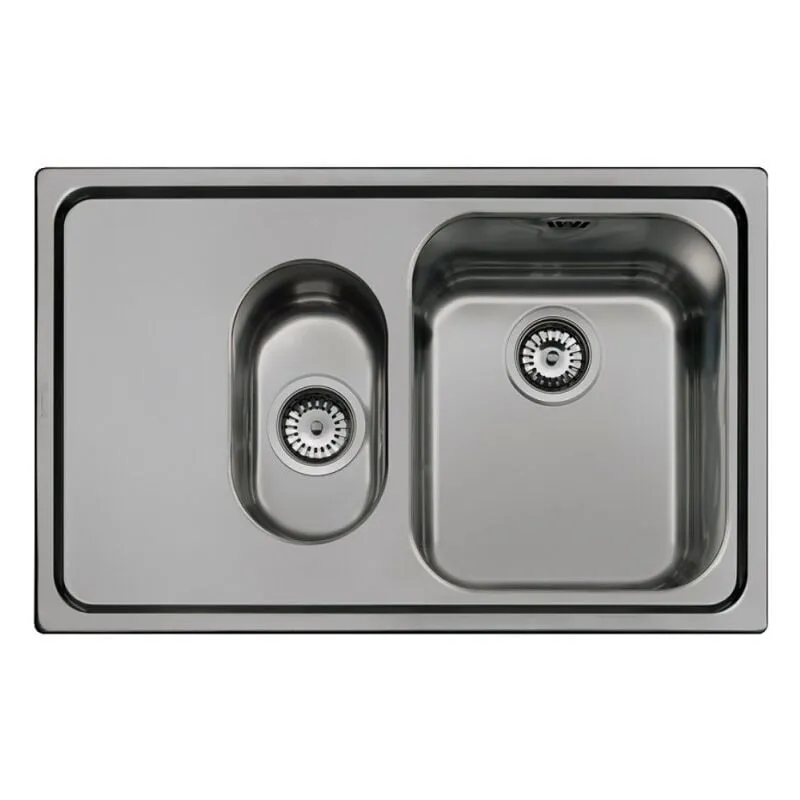 Lavello incasso 2 vasche e gocciolatoio sinistro 79x50  SP7915SN acciaio inox nero