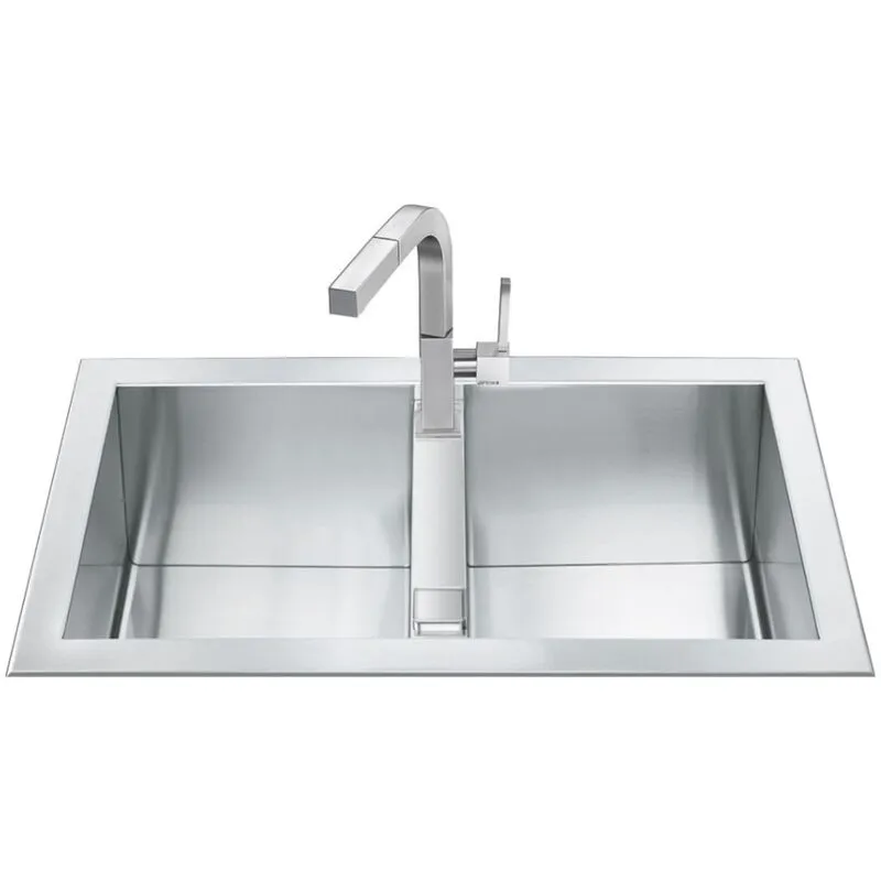 Lavello incasso 86x50 cm 2 vasche inox