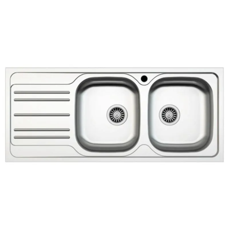 Lavello incasso cucina MP1162SX acciaio116x50 cm due vasche e gocciolatoio sinistro