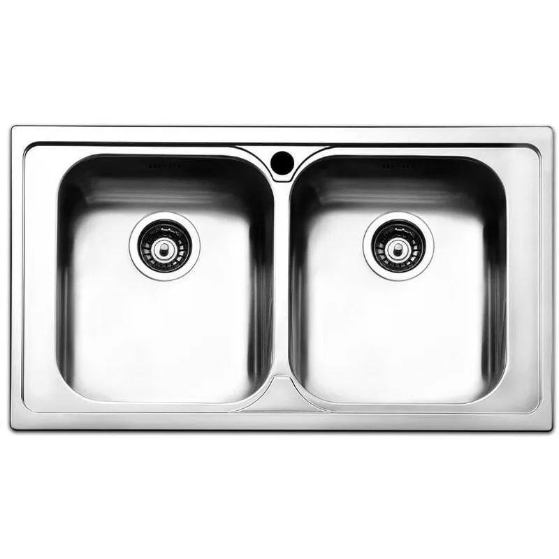 Lavello incasso cucina acciaio 86x50 cm due vasche SAXT322A