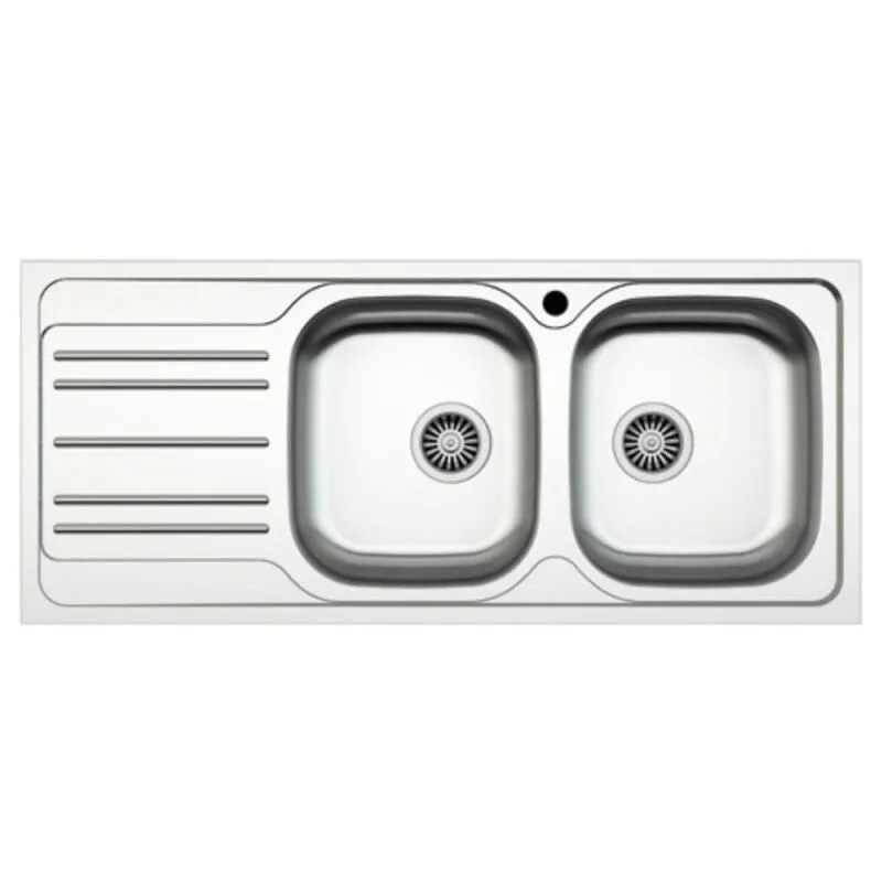 Iperbriko - Lavello incasso cucina MP1162SX acciaio116x50 cm due vasche e gocciolatoio sinistro