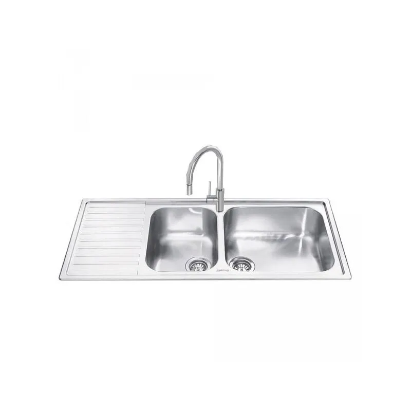 Lavello  LG116S inox 2 vasche con gocciolatoio sinistro 116x50 cm