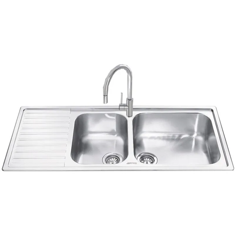 Lavello inox 116x50 cm 2 vasche gocciolatoio