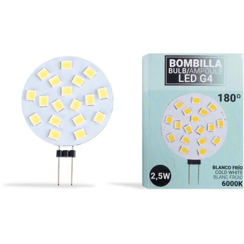 Barcelona Led - Lampadina led G4 bispina circolare piatta 12V ac/dc - 2,5W - Bianco Freddo