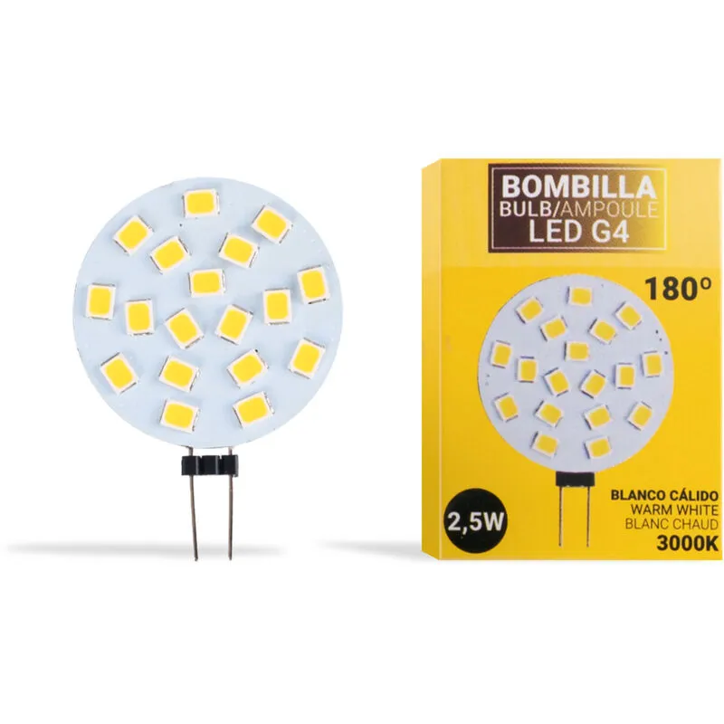 Barcelona Led - Lampadina led G4 bispina circolare piatta 12V ac/dc - 2,5W - Bianco Caldo