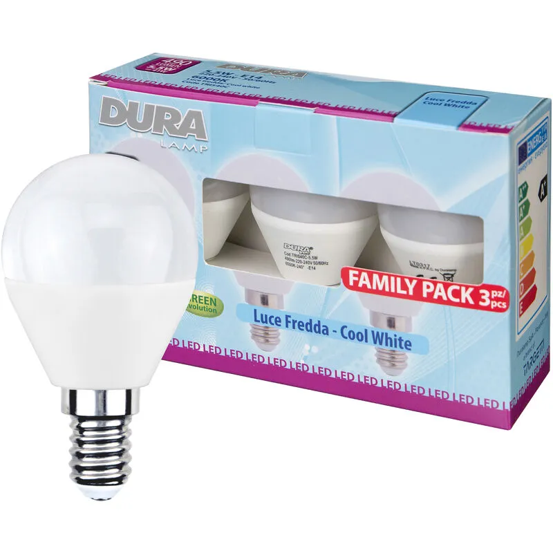 Marca - led set 3 sfera W5,5E27 LUMEN490-6500K fredda. Prezzo per 1 pezzo.