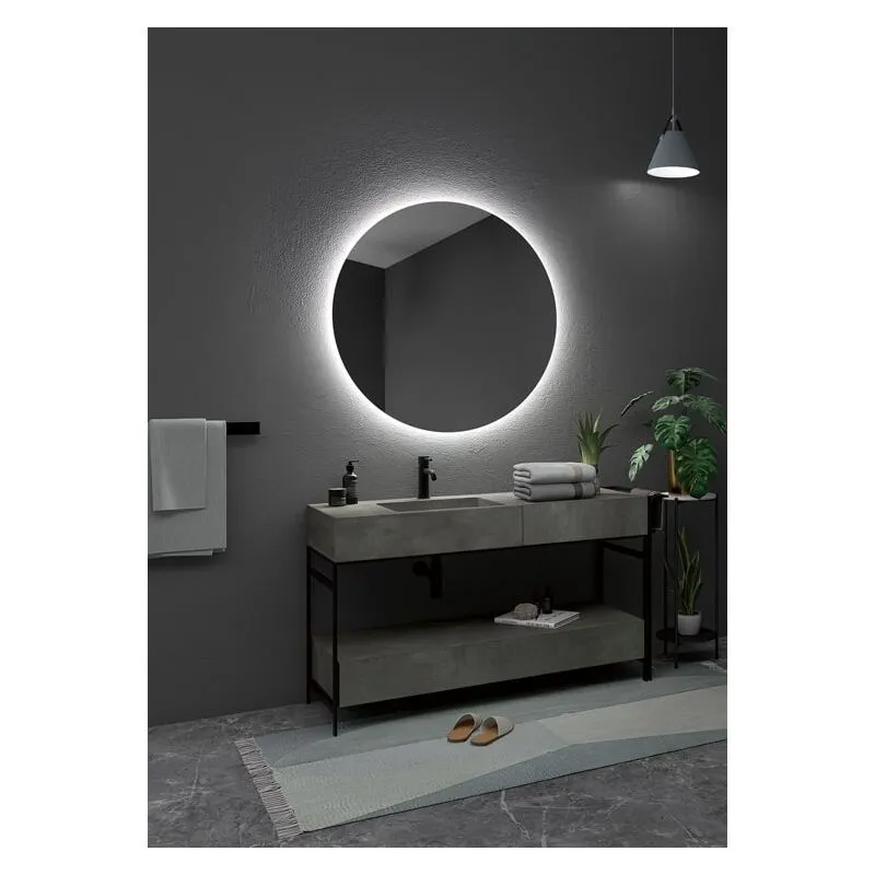 Specchi con luce led per bagno, Specchio rotondo, retroilluminato, luce fredda, Specchio per camera da letto, spogliatoio - Misura - ø 90 cm