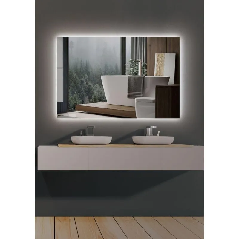 Specchio da bagno con illuminazione a led per bagno, spogliatoio, trucco - Specchio retroilluminato con luce led fredda - 60 x 80 cm - SUEC006/60