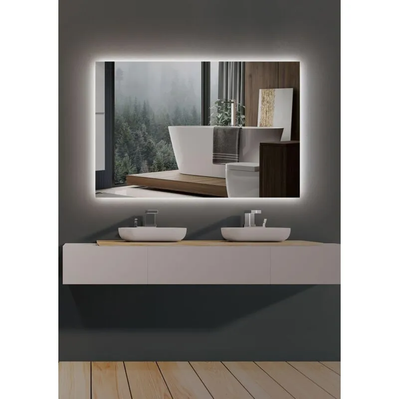 Specchio da bagno con illuminazione a LED per bagno, spogliatoio, trucco - Specchio retroilluminato con luce LED fredda - 100 x 70 CM - SUEC006/10070