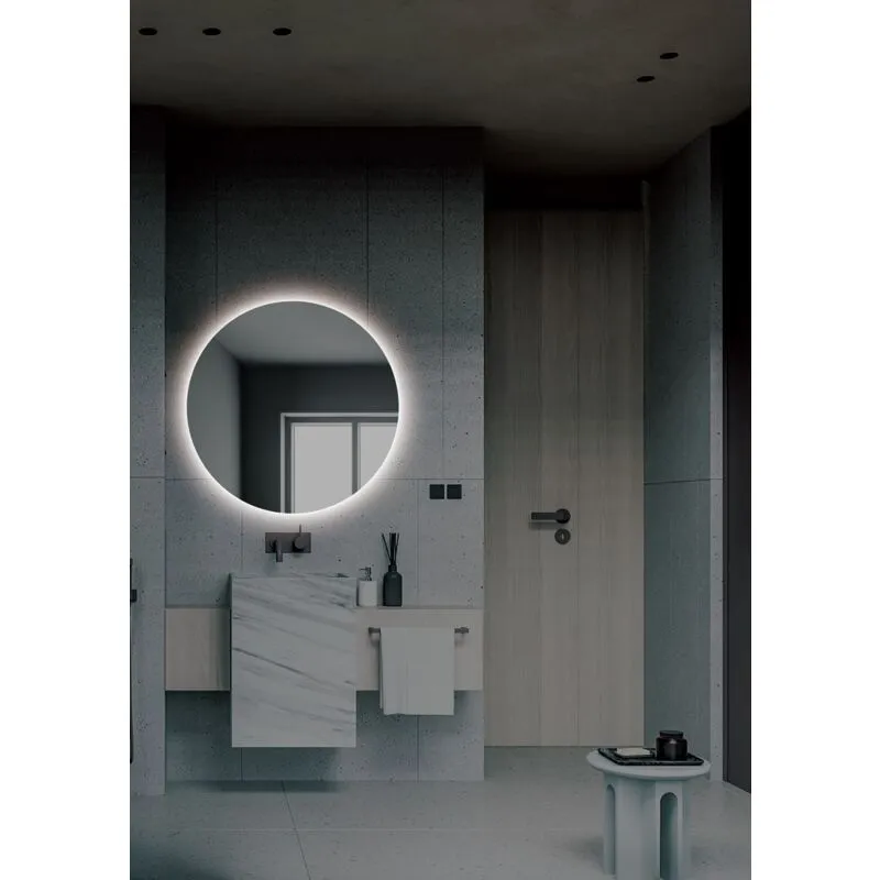 Specchio da Bagno con Illuminazione LED - Specchio rotondo, retroilluminato, luce fredda, doppio sensore, antiappannamento e on/off Ø 100 CM