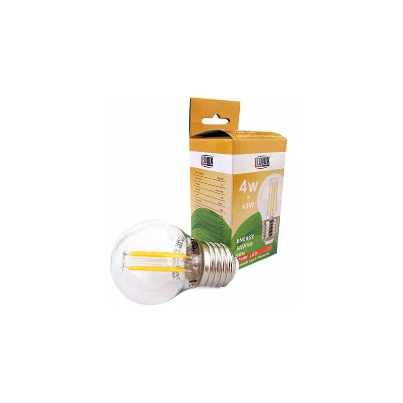 Stock 4 Lampade Filo Led a Filamento Zaffiro Sintetico E27 G45 4W 360 Gradi Bianco Caldo 2700K Bulbo Piccolo Sfera