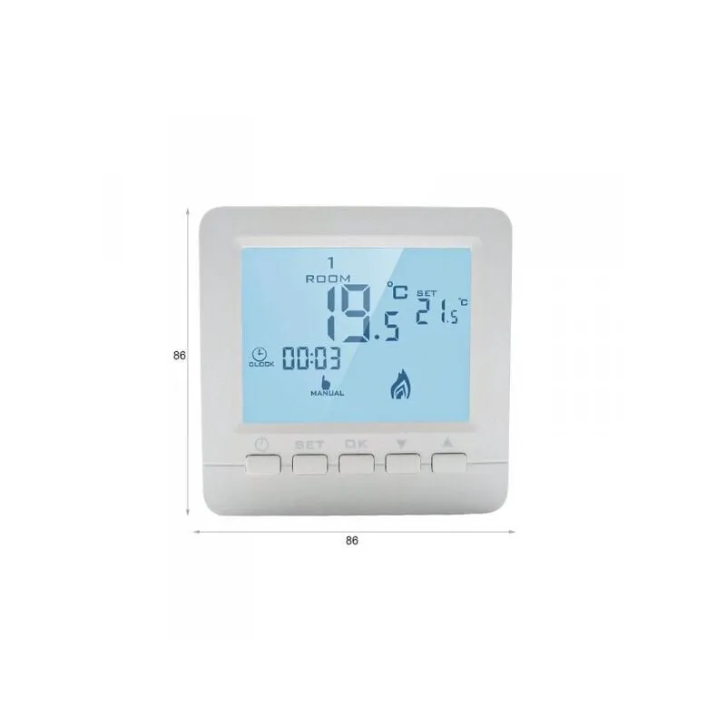 Termostato Digitale Con Tasti Programmabile Per Caldaia a Gas Murale Da Parete Alimentato Con 2 Pile aa