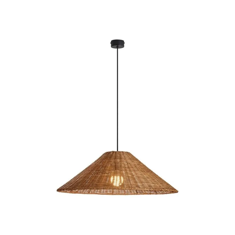 LedsC4 Lampada a Sospensioni Caribe Ø600 E27 15W Nero Rattan Naturale 722Lm