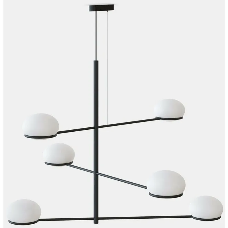 Leds C4 Coco Chandelier Multi Arm Pendente Nero, Bianco E14