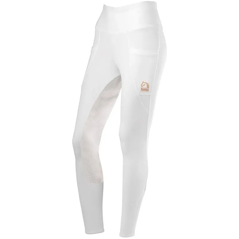 Leggins da equitazione donna Begonia full grip con fascia alta in vita: 46 IT, Bianco