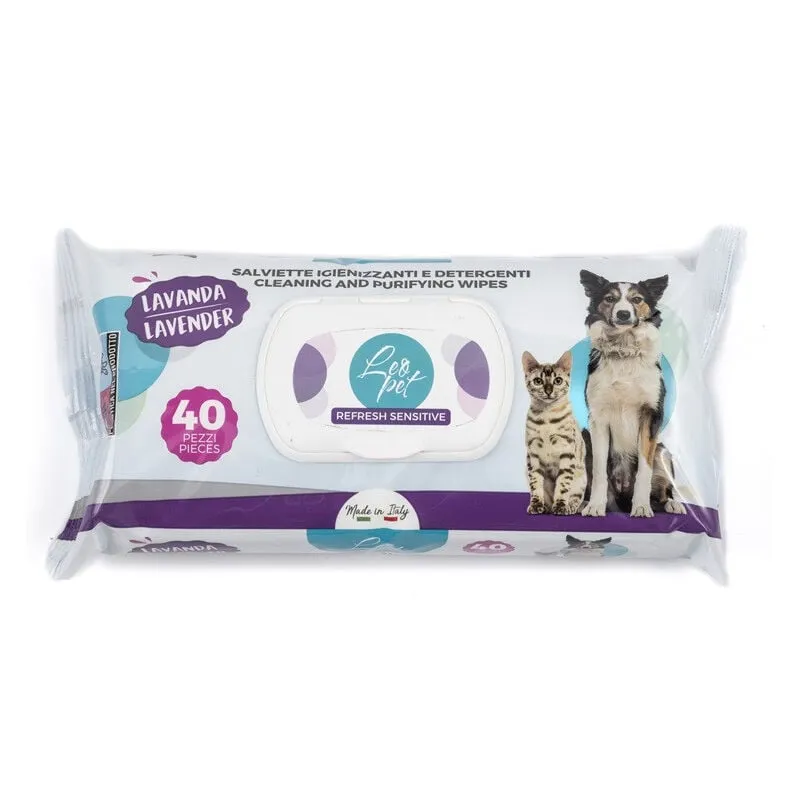 Leopet - salviette detergenti per cani e gatti alla Lavanda da 40 pz