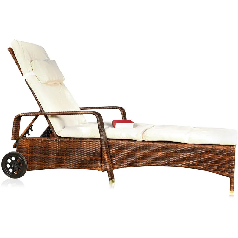 Lettino da salotto in rattan da sole Polyrattan Lettino da giardino Polyrattan Lounge Garden Brown