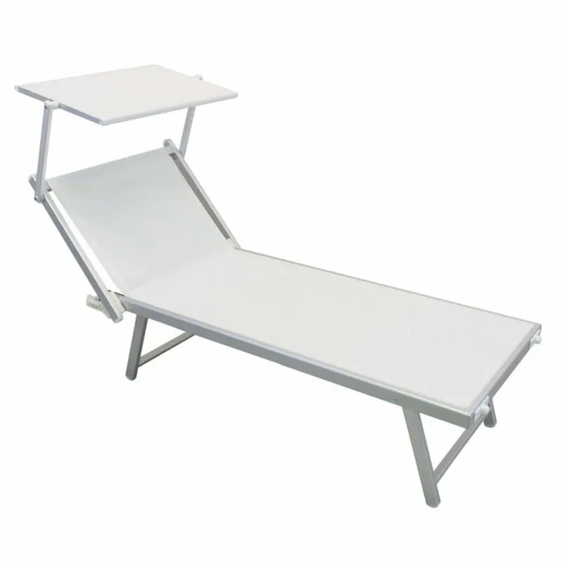 Lettino Prendisole da Giardino Bari 181x61x38 h cm in Alluminio Bianco