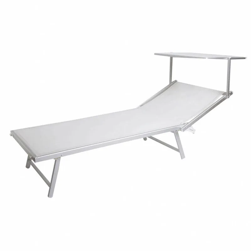 Lettino Prendisole da Giardino Cefalu xxl 213x85,5x40 cm in Alluminio Bianco