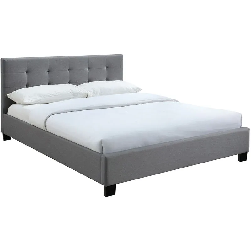 Letto 160 x 200 imbottito tessuto grigio marquise