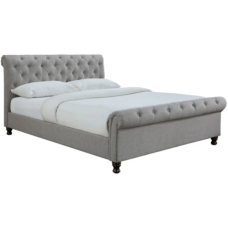 Miliboo - Letto design matrimoniale 160200 lino grigio riley