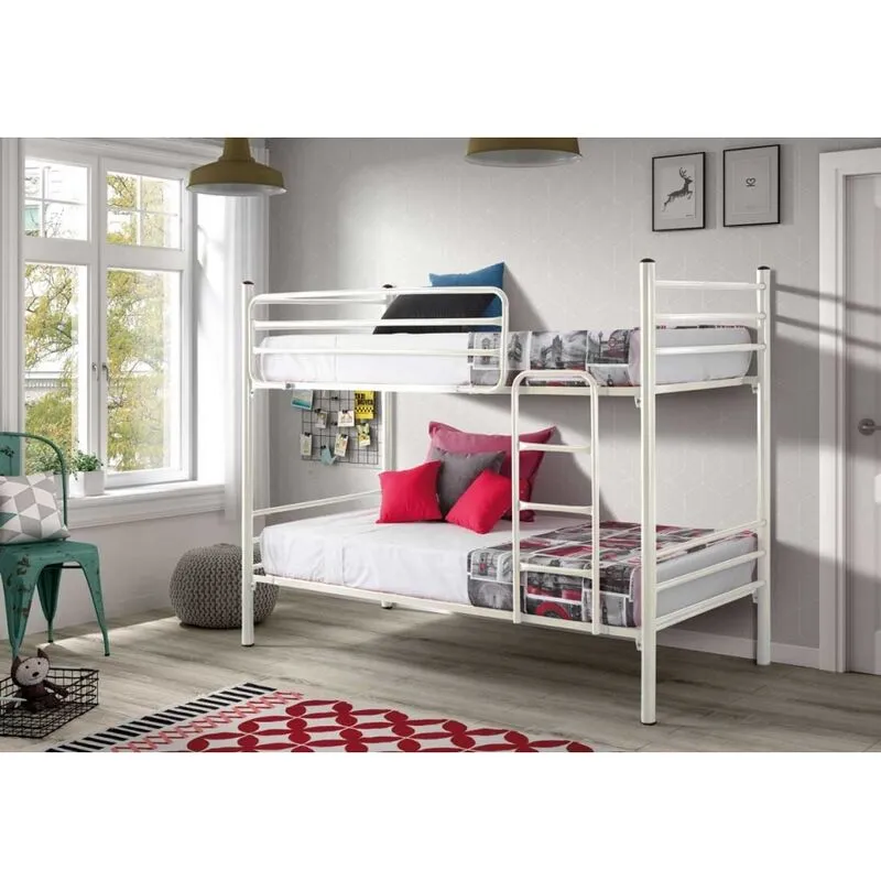 Letto metallico polar - Bianco - 80 x 190 - Senza letto aggiuntivo