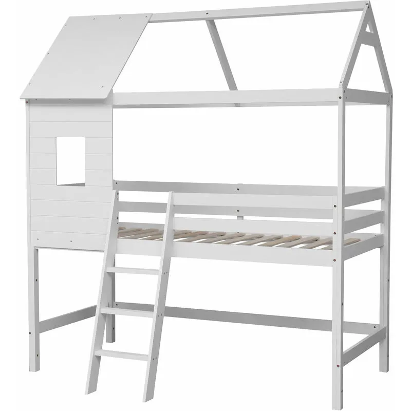 Letto a soppalco per bambini 190x90cm bianco margot