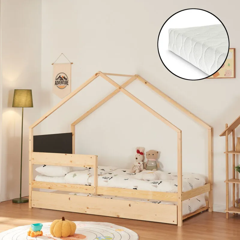 Letto Casetta Sodankylä per Cameretta con Secondo Letto Estraibile e 2 Materassi da 90 x 200 cm [en.casa]