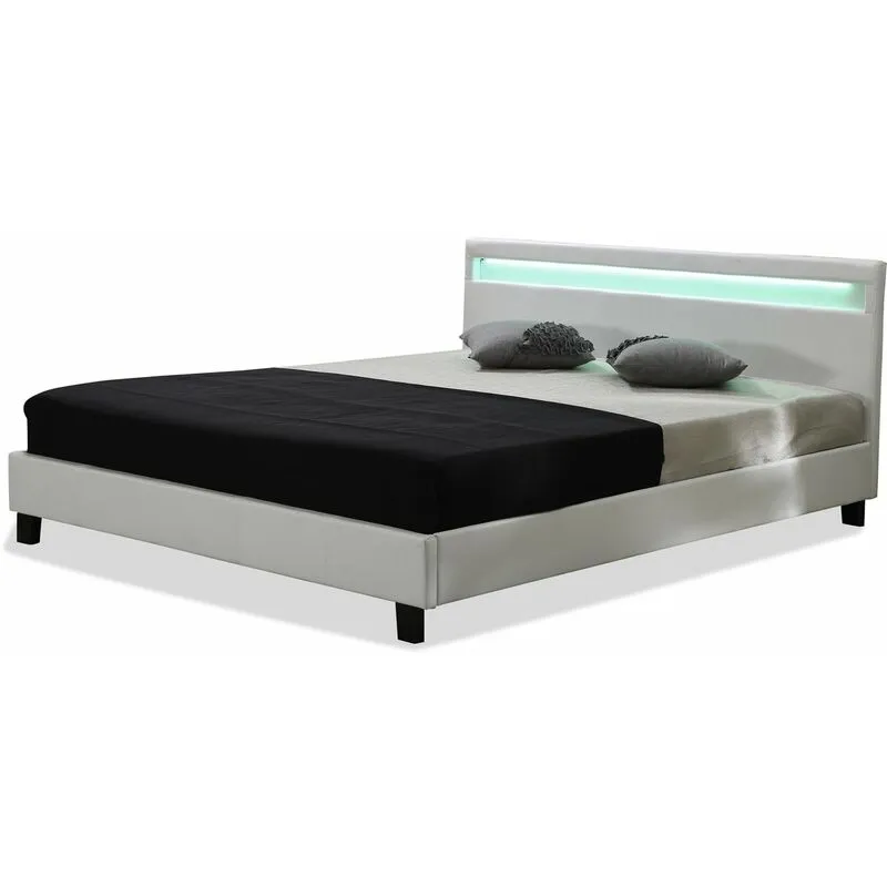 Letto con led 'Maria' - 140 x 190 cm - Bianco