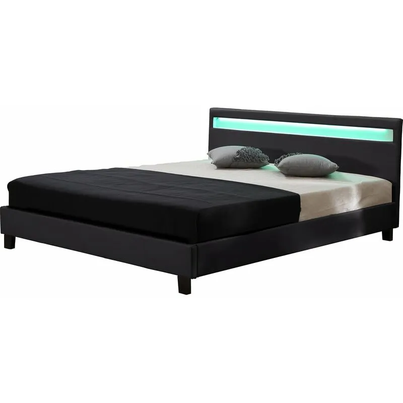 Letto con led 'Maria' - 140 x 190 cm - Nero