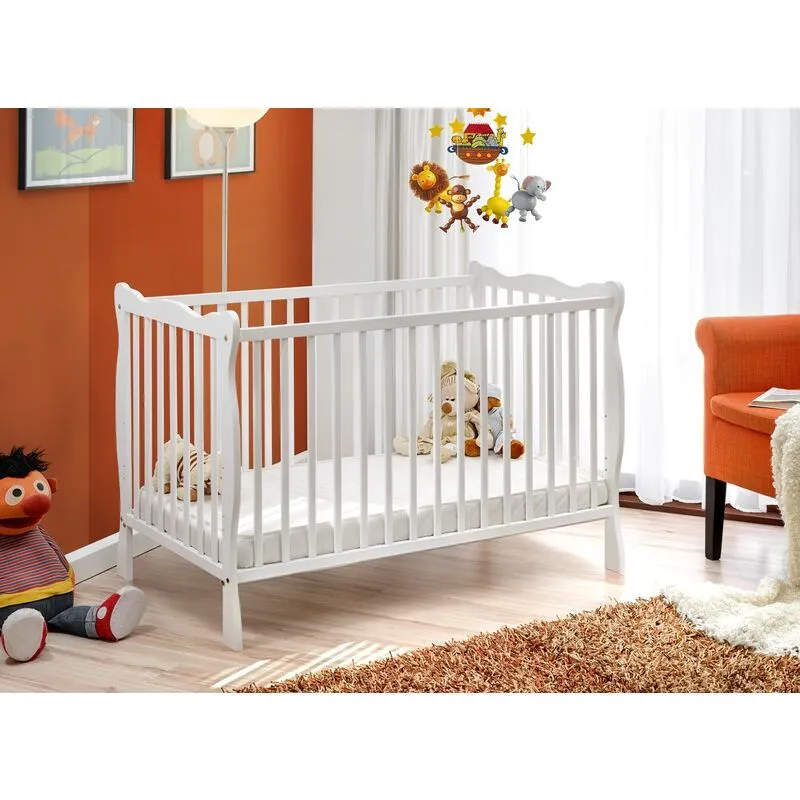 Bim Furniture - Letto culla bambini neonati 124x82x71 Cm in legno di pino Ala colore Bianco