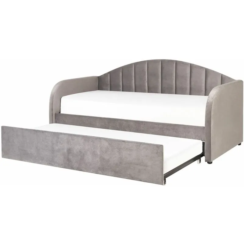 Letto estraibile imbottito velluto grigio chiaro 90 x 200 cm soggiorno cameretta Eyburie