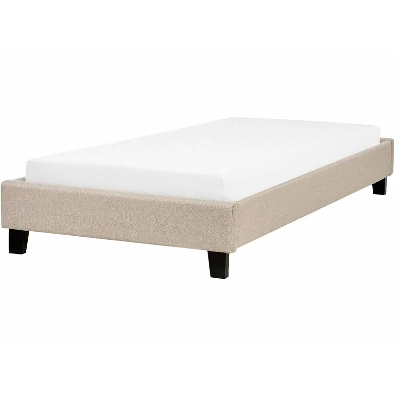 Letto imbottito tessuto beige senza testiera rete a doghe 90 x 200 cm Roanne