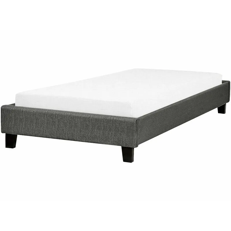 Letto imbottito tessuto grigio senza testiera rete a doghe 90 x 200 cm Roanne