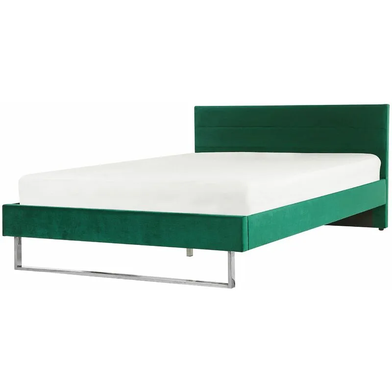 Letto Matrimoniale Velluto Verde Gambe in Metallo 180 x 200 cm Bellou