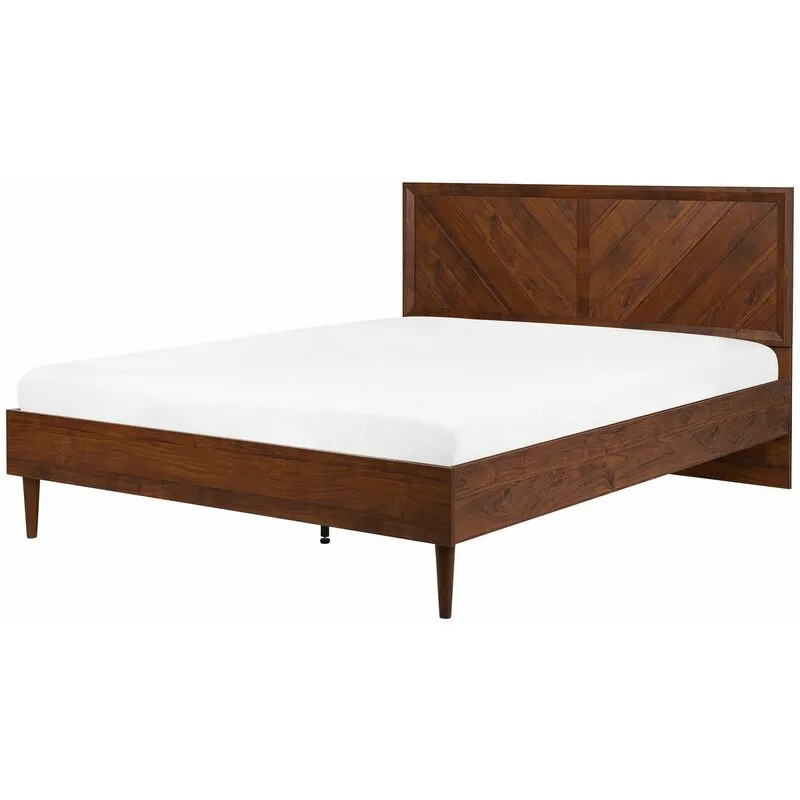 Beliani - Letto Marrone Aspetto Legno con Rete a Doghe Testata Alta 160 x 200 cm Mialet