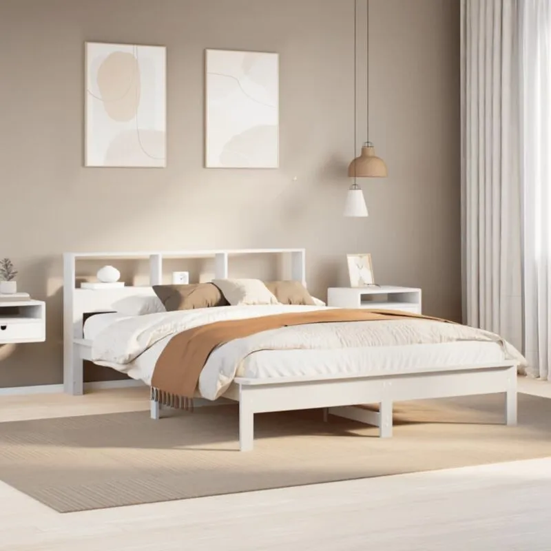 Letto senza Materasso Bianco 140x190 cm Legno Massello di Pino Vidaxl 518733