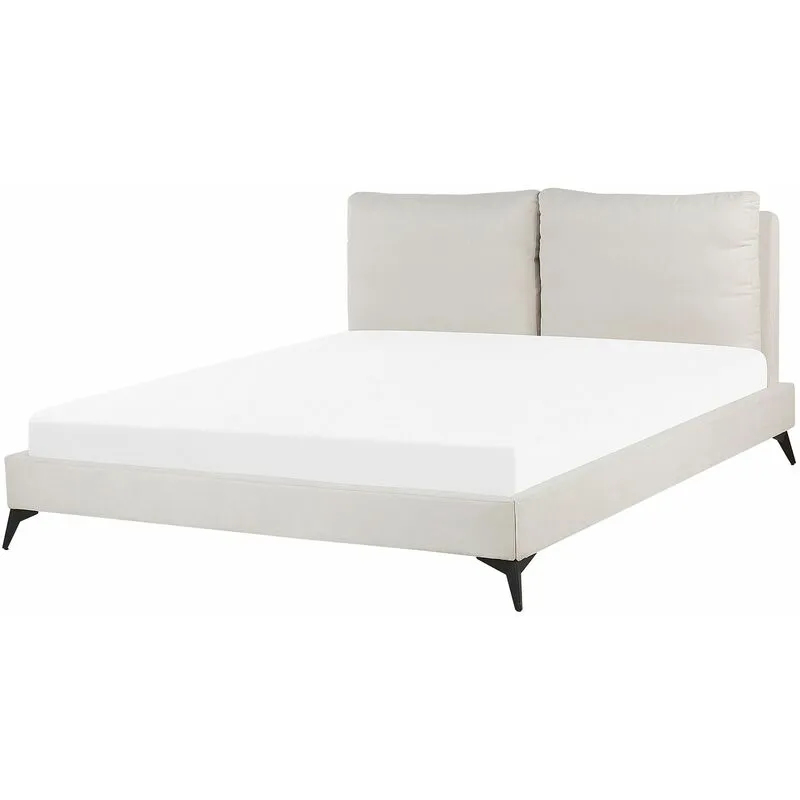 Beliani - Letto imbottito moderno in velluto beige 180 x 200 cm con rete a doghe Melle